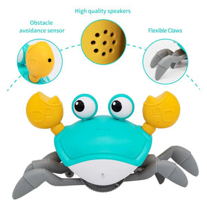 Corvaine Dancing Crab Toy with Auto Sensing Runs Away from Baby Musical Lights Encourages Crawling for Toddlers Ages 1 to 3 Years - Corvaine