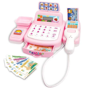 Corvaine Electronic Cash Register Toy with Scanner Lights and Sounds Pretend Play Supermarket Cashier for Kids Ages 3 and Up - Corvaine