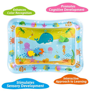 Corvaine Inflatable Water Play Mat for Tummy Time Sensory Activity Pad with Floating Sea Animals Baby Toys for 3 to 12 Months - Corvaine