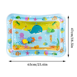 Corvaine Inflatable Water Play Mat for Tummy Time Sensory Activity Pad with Floating Sea Animals Baby Toys for 3 to 12 Months - Corvaine