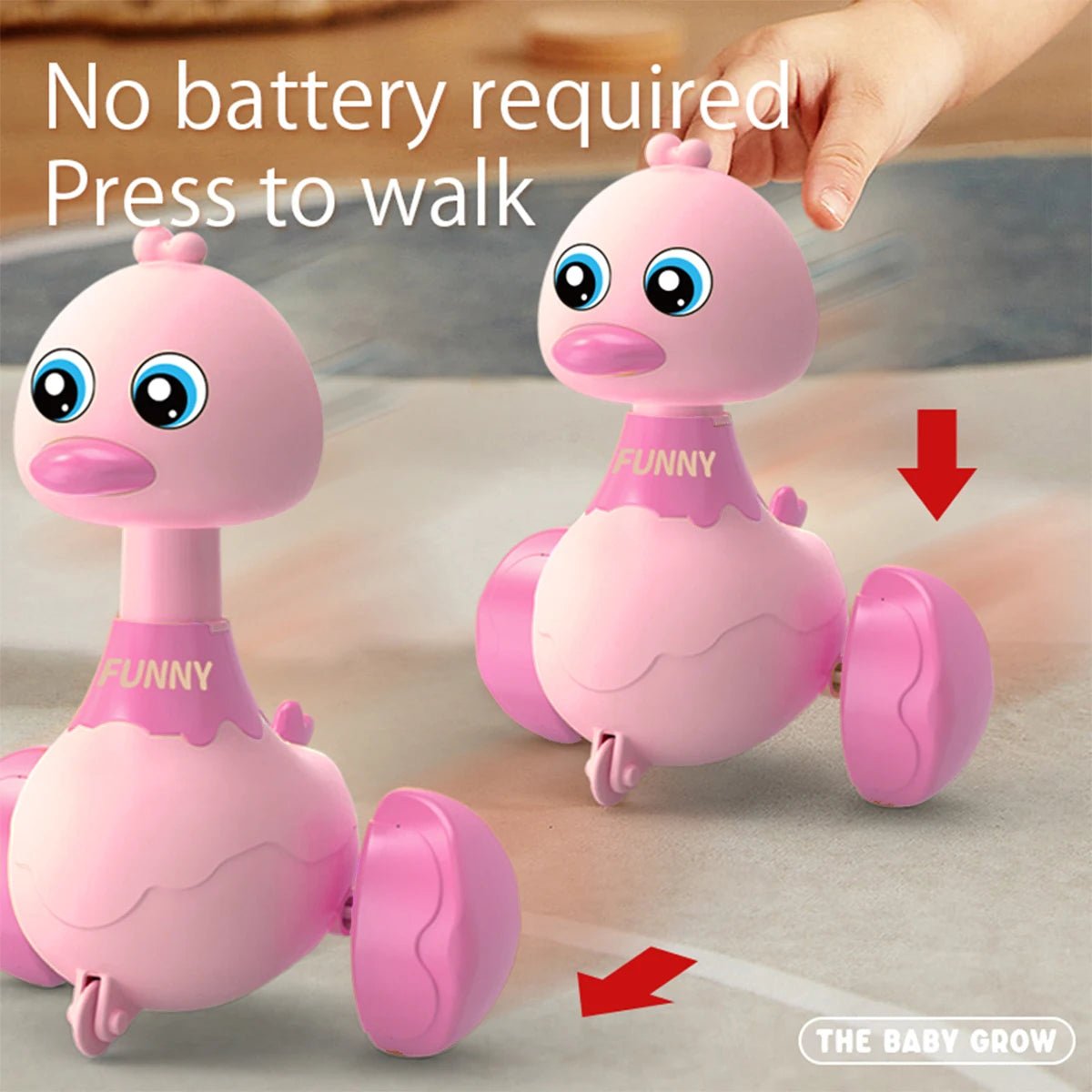 Corvaine Press and Go Duck Toy Swings Side to Side No Batteries Needed Push Car for Toddlers Ages 18 Months and Up Motor Skills - Corvaine