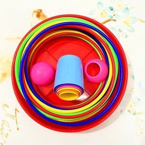 Corvaine Ring Toss Game with Stackable Cups 2 in 1 Indoor Outdoor Throwing Game Family Fun Activity for Kids Ages 3 and Up - Corvaine