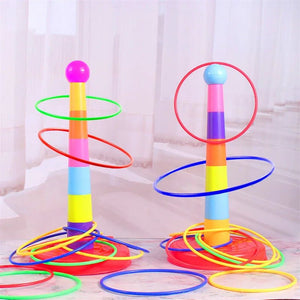 Corvaine Ring Toss Game with Stackable Cups 2 in 1 Indoor Outdoor Throwing Game Family Fun Activity for Kids Ages 3 and Up - Corvaine