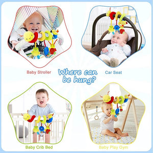 Corvaine Spiral Activity Toy with Music and Rattles Wraps Around Stroller Car Seat and Crib for Babies 0 to 12 Months - Corvaine
