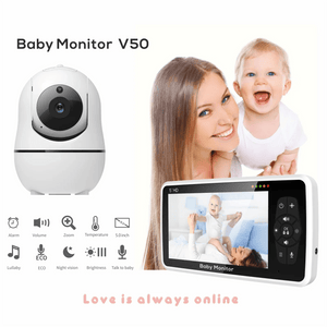 New 5 inch Video Baby Monitor with Camera and Audio, 4X Zoom, 22Hrs Battery, 1000ft Range 2 - Way Audio Temperature Sensor Lullaby - Corvaine
