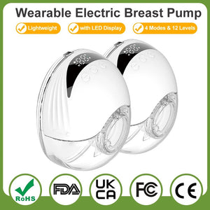 Wearable Breast Pump Hands Free Electric Breast Pumps Comfort Milk Collector Lightweight with LED Display 4 Modes & 12 Levels - Corvaine