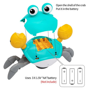 Corvaine Dancing Crab Toy with Auto Sensing Runs Away from Baby Musical Lights Encourages Crawling for Toddlers Ages 1 to 3 Years - Corvaine