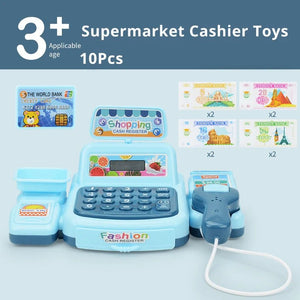 Corvaine Electronic Cash Register Toy with Scanner Lights and Sounds Pretend Play Supermarket Cashier for Kids Ages 3 and Up - Corvaine