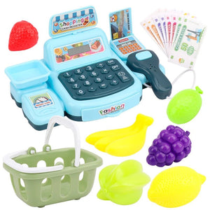 Corvaine Electronic Cash Register Toy with Scanner Lights and Sounds Pretend Play Supermarket Cashier for Kids Ages 3 and Up - Corvaine