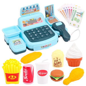 Corvaine Electronic Cash Register Toy with Scanner Lights and Sounds Pretend Play Supermarket Cashier for Kids Ages 3 and Up - Corvaine