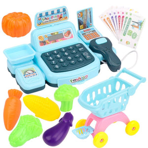Corvaine Electronic Cash Register Toy with Scanner Lights and Sounds Pretend Play Supermarket Cashier for Kids Ages 3 and Up - Corvaine