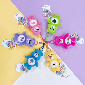 Corvaine Kawaii Care Bear Plush Keychain with Sound Cute Rainbow Bear Bag Charm Pendant Soft Stuffed Animal Gift for Teens and Adults - Corvaine
