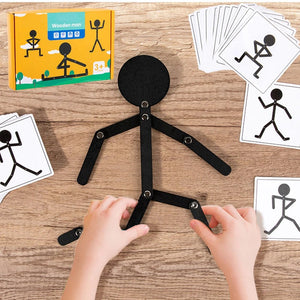 Corvaine Montessori Stick Figure Puzzle Board with 24 Challenge Cards Teaches Body Movement and Joints for Kids Ages 3 to 6 Years - Corvaine