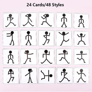 Corvaine Montessori Stick Figure Puzzle Board with 24 Challenge Cards Teaches Body Movement and Joints for Kids Ages 3 to 6 Years - Corvaine