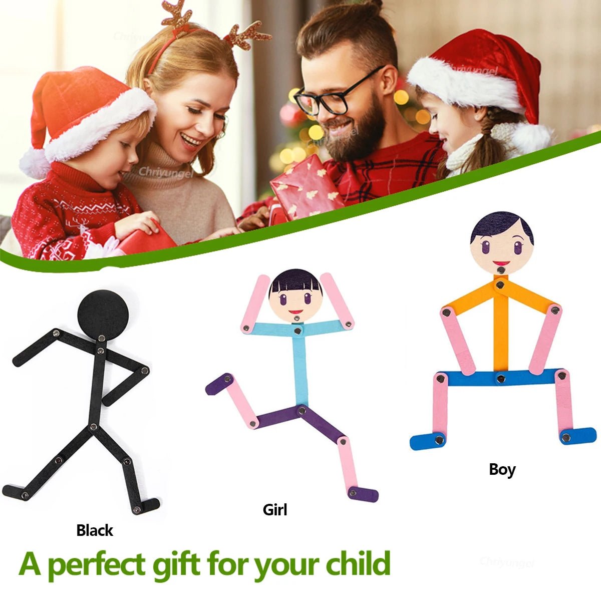 Corvaine Montessori Stick Figure Puzzle Board with 24 Challenge Cards Teaches Body Movement and Joints for Kids Ages 3 to 6 Years - Corvaine