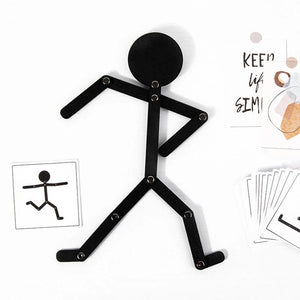 Corvaine Montessori Stick Figure Puzzle Board with 24 Challenge Cards Teaches Body Movement and Joints for Kids Ages 3 to 6 Years - Corvaine