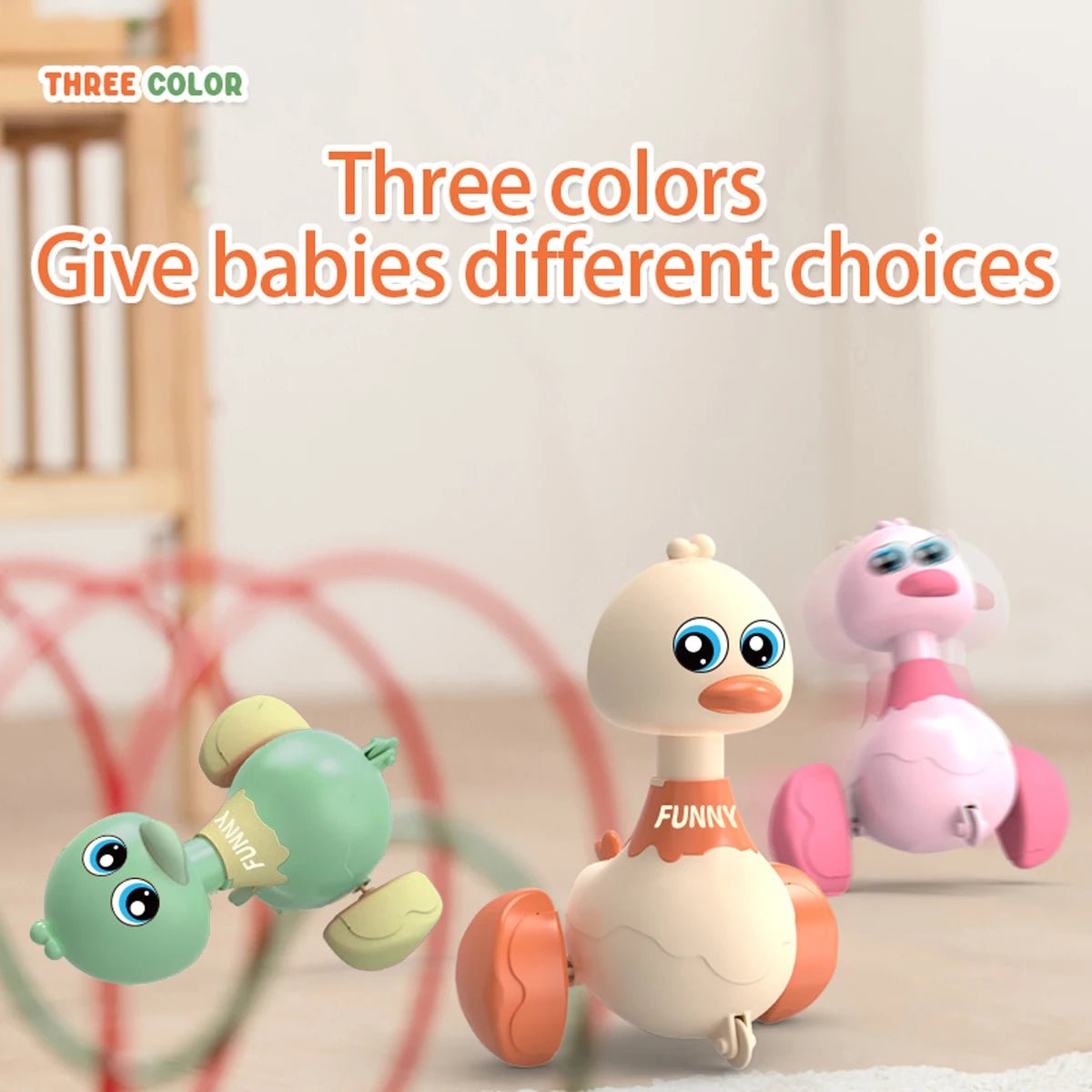 Corvaine Press and Go Duck Toy Swings Side to Side No Batteries Needed Push Car for Toddlers Ages 18 Months and Up Motor Skills - Corvaine