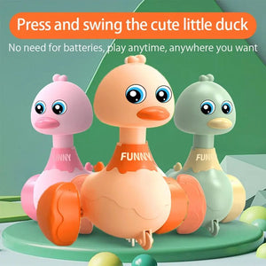 Corvaine Press and Go Duck Toy Swings Side to Side No Batteries Needed Push Car for Toddlers Ages 18 Months and Up Motor Skills - Corvaine