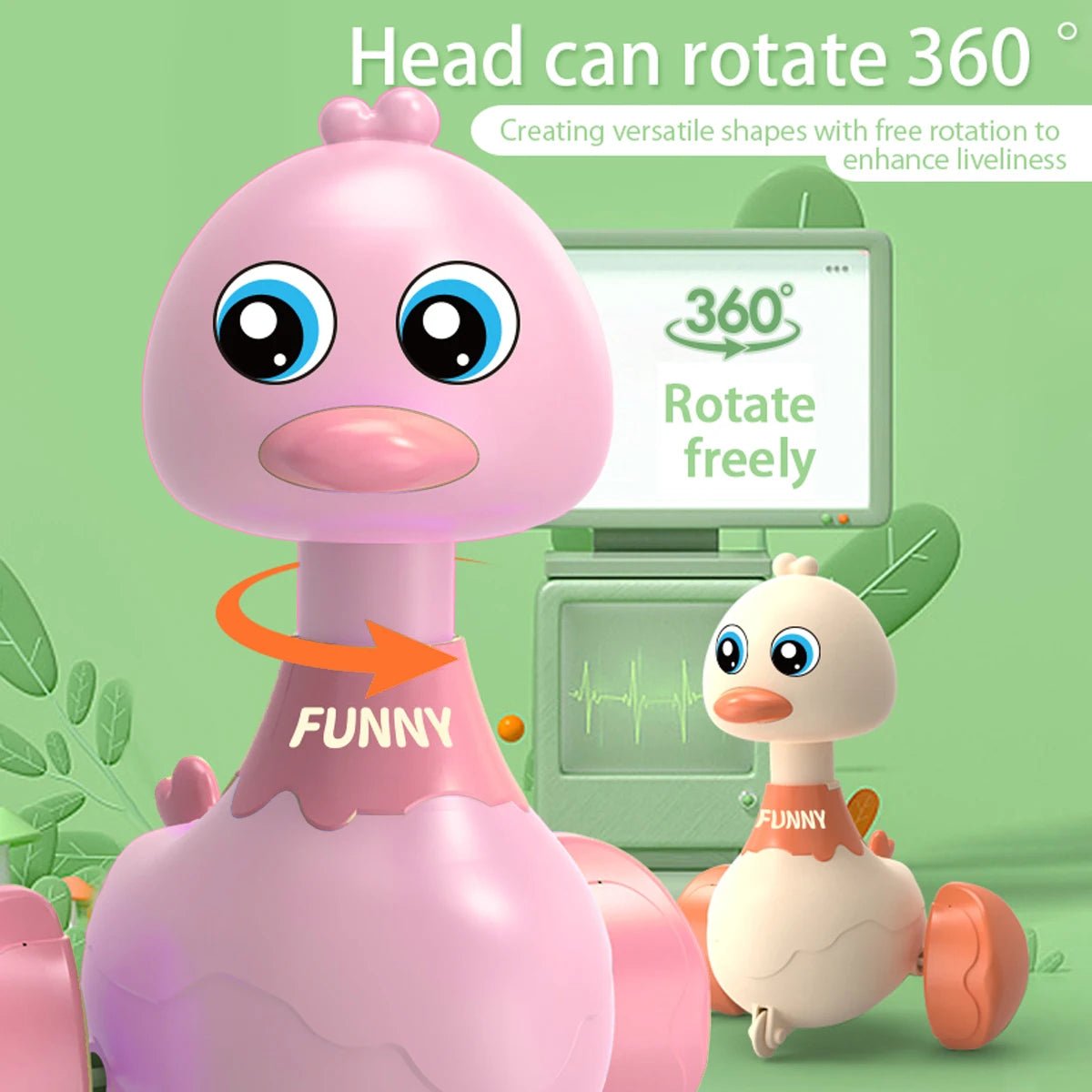 Corvaine Press and Go Duck Toy Swings Side to Side No Batteries Needed Push Car for Toddlers Ages 18 Months and Up Motor Skills - Corvaine