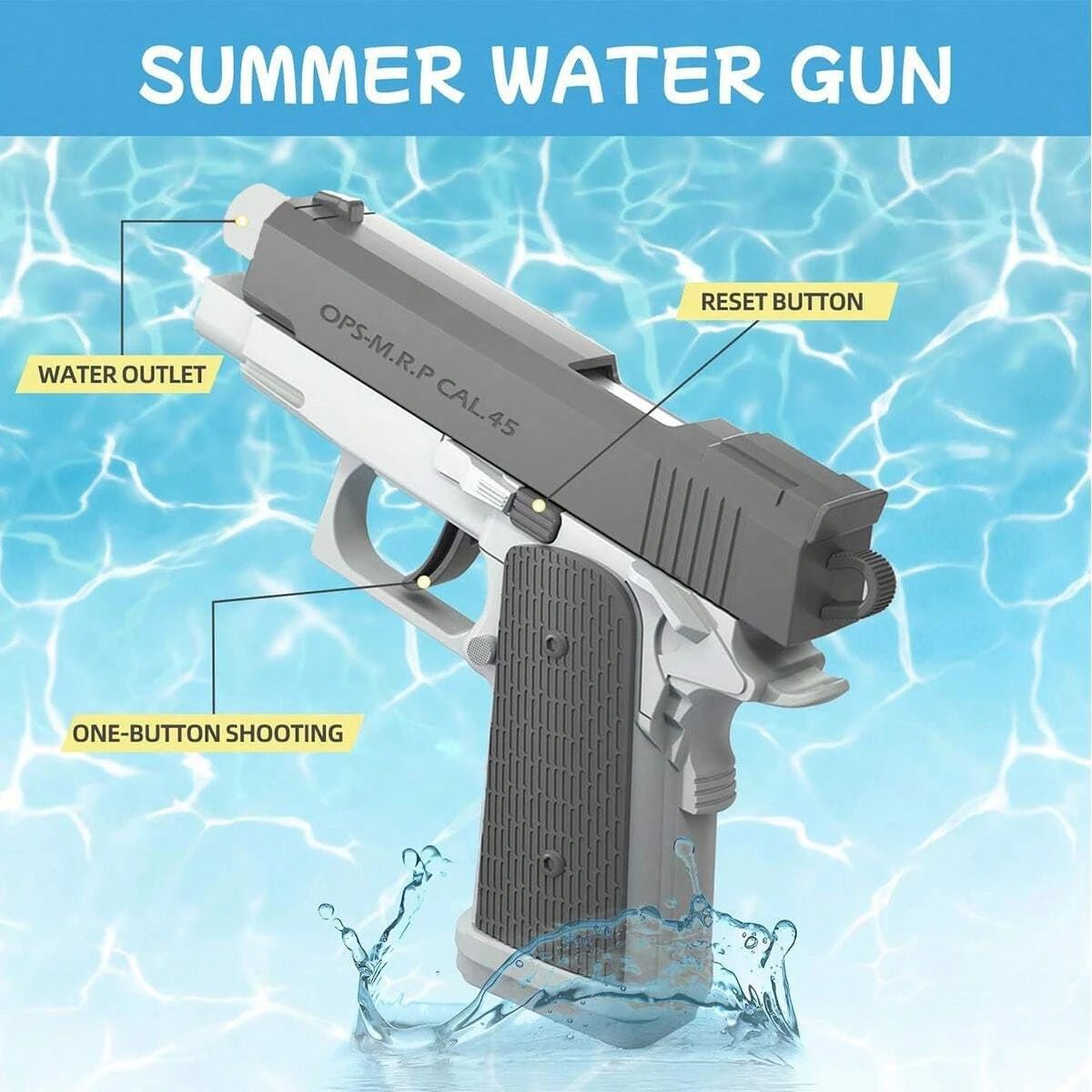 Corvaine Pro M1911 Water Gun Toy Pistol Squirt Gun for Kids and Adults Summer Pool Beach Outdoor Water Blaster - Corvaine