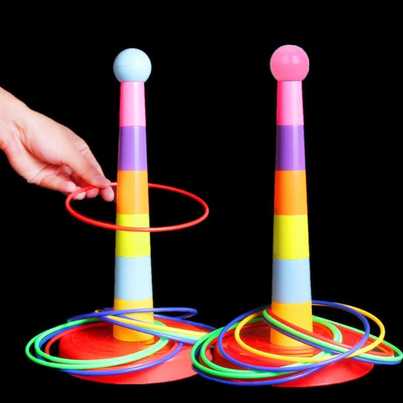 Corvaine Ring Toss Game with Stackable Cups 2 in 1 Indoor Outdoor Throwing Game Family Fun Activity for Kids Ages 3 and Up - Corvaine