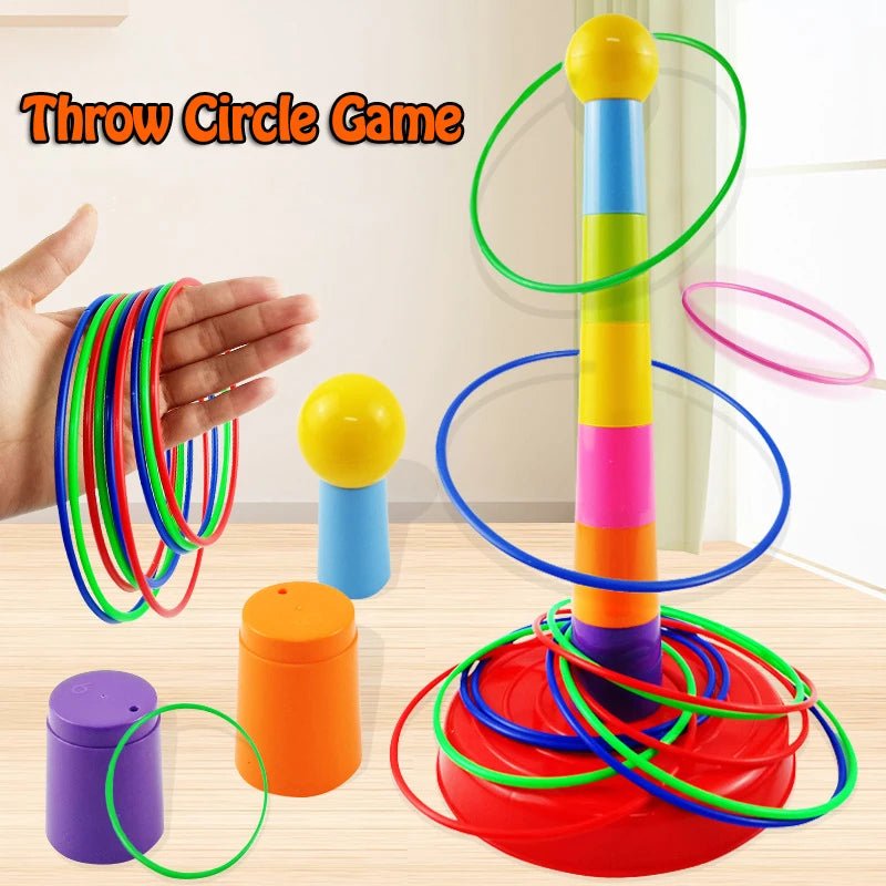 Corvaine Ring Toss Game with Stackable Cups 2 in 1 Indoor Outdoor Throwing Game Family Fun Activity for Kids Ages 3 and Up - Corvaine