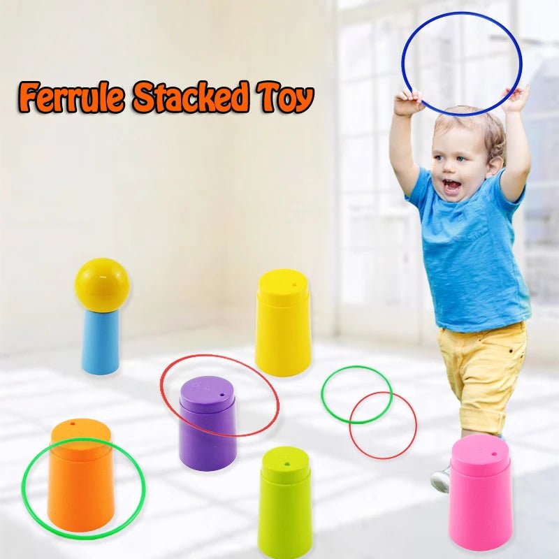 Corvaine Ring Toss Game with Stackable Cups 2 in 1 Indoor Outdoor Throwing Game Family Fun Activity for Kids Ages 3 and Up - Corvaine