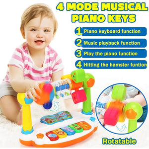 Corvaine Rotating Musical Piano Keyboard with Flashing Lights and Sounds Educational Learning Toy for Toddlers Ages 3 to 6 Years - Corvaine