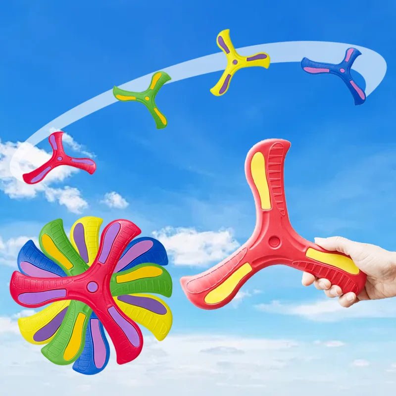 Corvaine Soft Foam Boomerang Flying Disc Outdoor Toy Returns to You Three Leaf Design for Kids Ages 3 and Up Family Activity Game - Corvaine