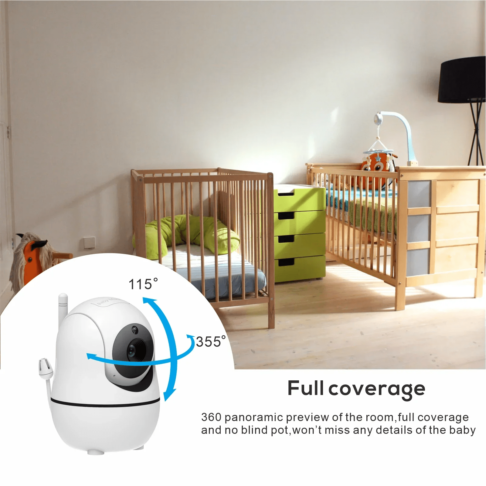 New 5 inch Video Baby Monitor with Camera and Audio, 4X Zoom, 22Hrs Battery, 1000ft Range 2 - Way Audio Temperature Sensor Lullaby - Corvaine