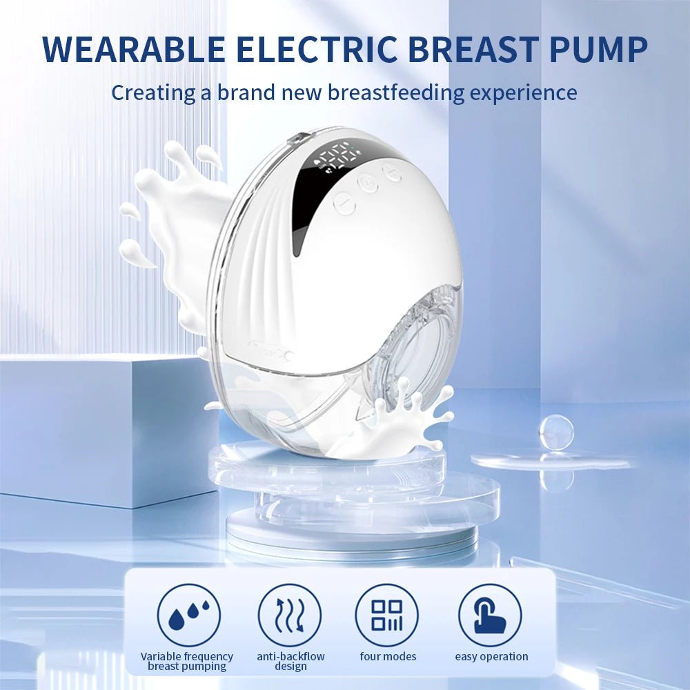Wearable Breast Pump Hands Free Electric Breast Pumps Comfort Milk Collector Lightweight with LED Display 4 Modes & 12 Levels - Corvaine